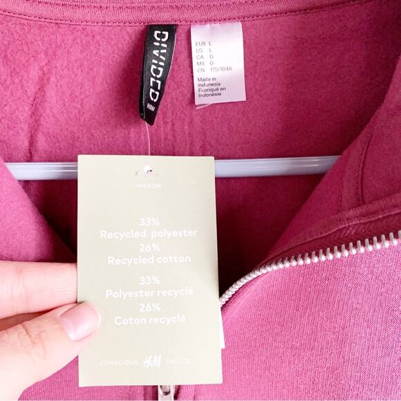 H&M Oversized Long Beach Spellout Half Zip Stand Up Collar Dropped Shoulder NWT - Picture 12 of 16